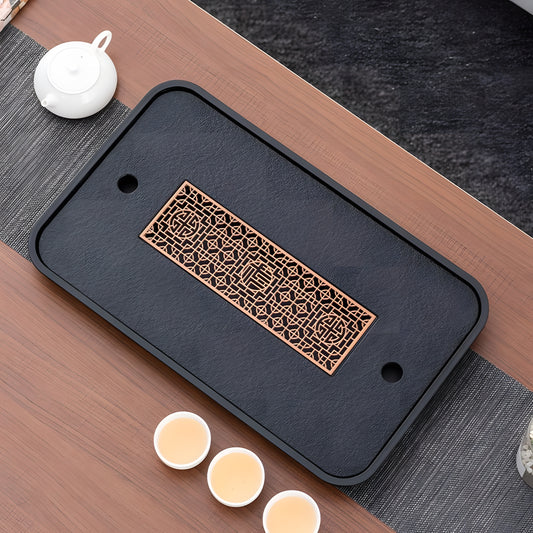 Tea Tray, Gongfu Tea Tray, Tea Trays for Serving, Chinese Tea Tray, Japanese Tea Tray, Modern Tea Ceremony Tray with Drainage, Heat-Resistant Design, Perfect for Tea Ceremony and Home Décor